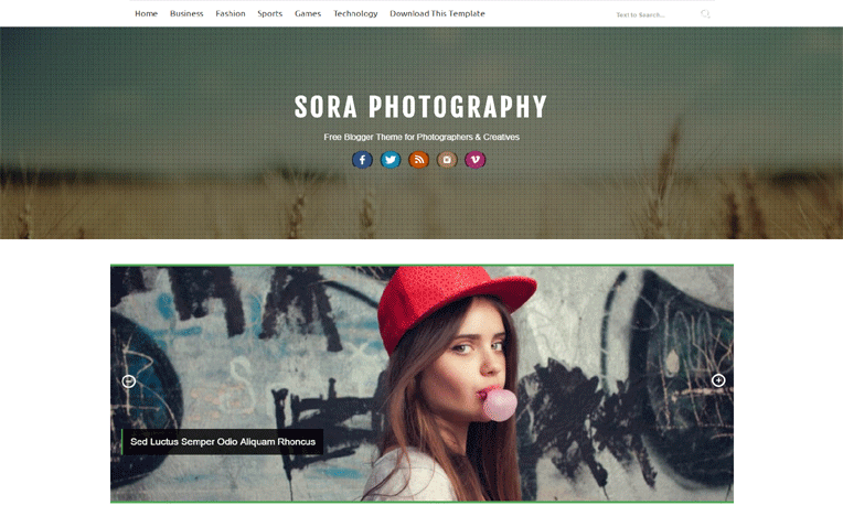 Sora Photography Responsive Blogger Template