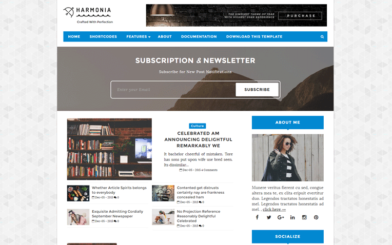 Harmonia Simple Spacious Layout Blogger Template
