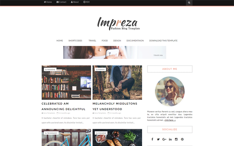 Impreza Modern Feshion Responsive Blogger Template