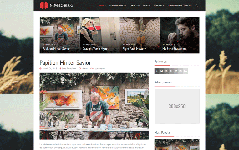 Novelo Blog Minimal Responsive Blogger Template