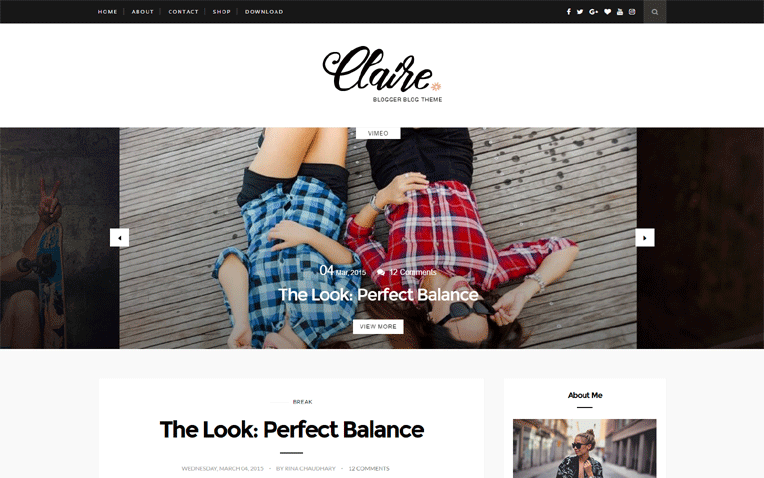 Claire Personal Flexible Professional Blogger Template 