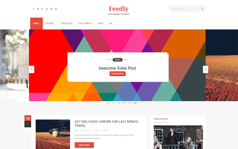Feedly Creative Photography Fashion Blogger Template