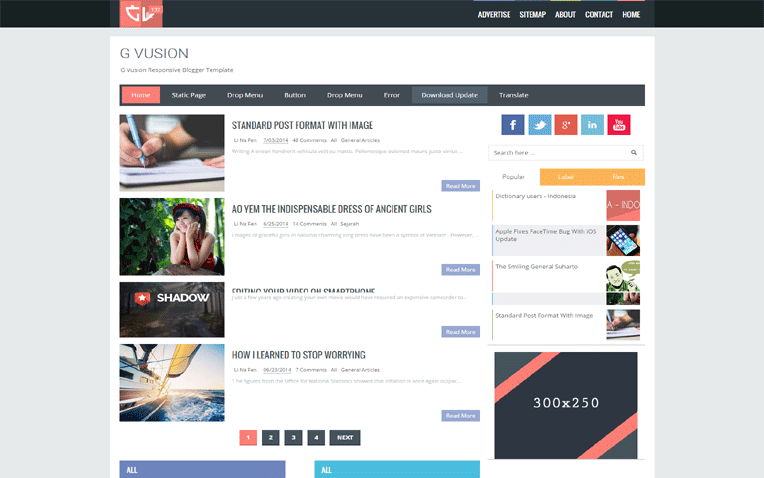 G Vusion Professional Responsive Blogger Template