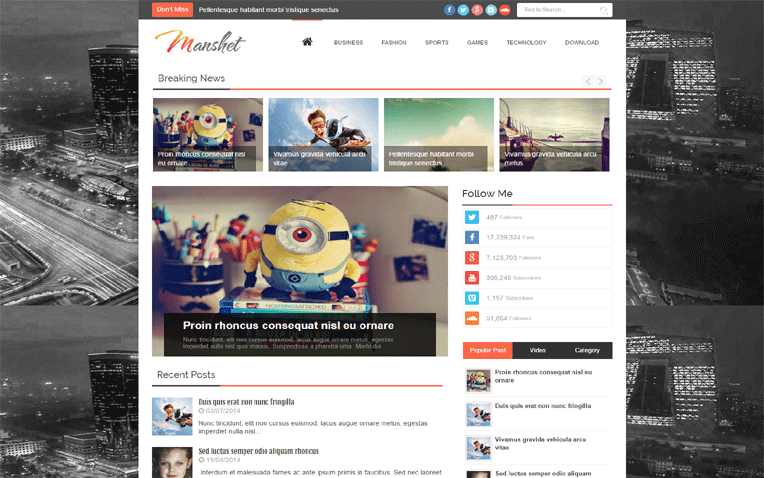 Manshet Magazine Professional Blogger Template