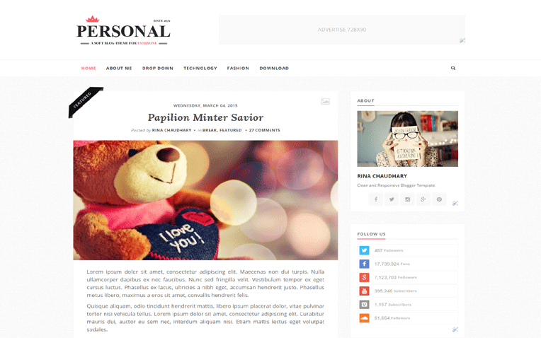 Personal Clean Responsive Professional Blogger Template
