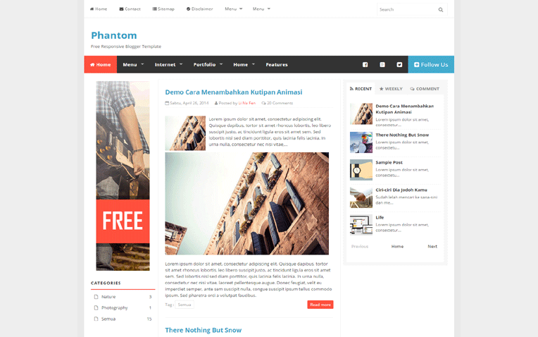 Phantom White Color Responsive Blogger Template