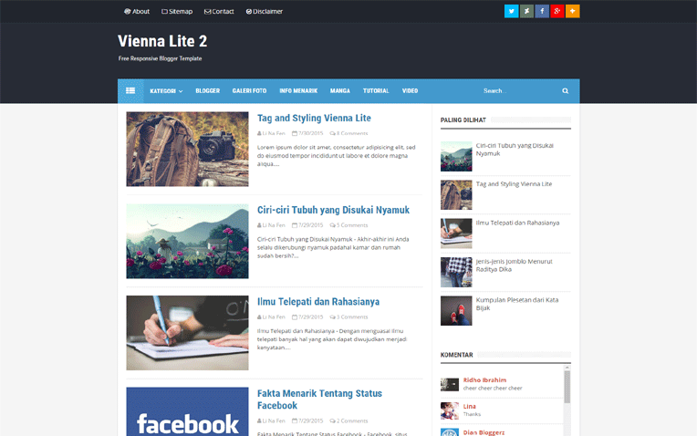 Vienna Lite 2 Fast Loading Simple Blogger Template