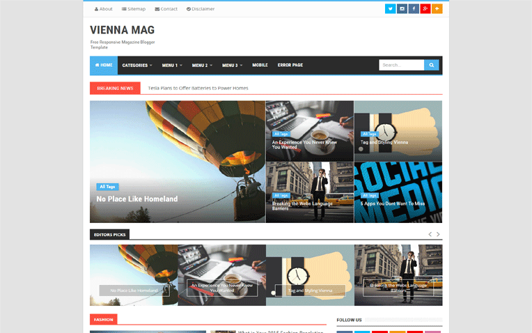 Vienna Mag Simple Responsive Magazine Template