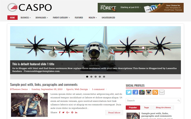Caspo Simple Clean Responsive Blogger Template