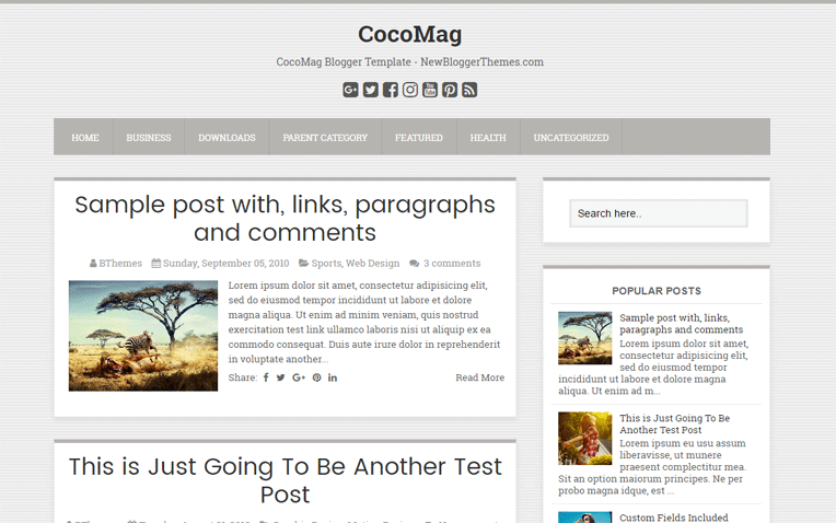CocoMag Minimal Magazine Responsive Blogger Template