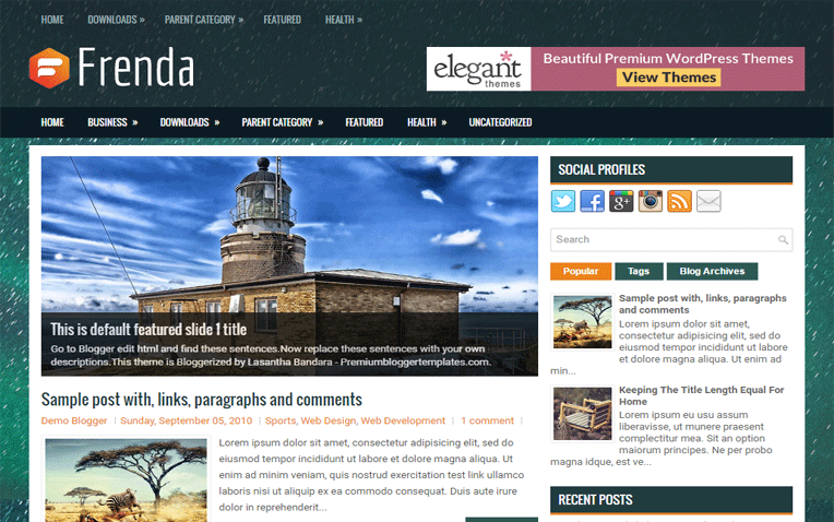 Frenda Tabbed Widget Personal Blogger Template