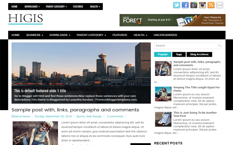 Higis Clean Magazine Responsive Blogger Template