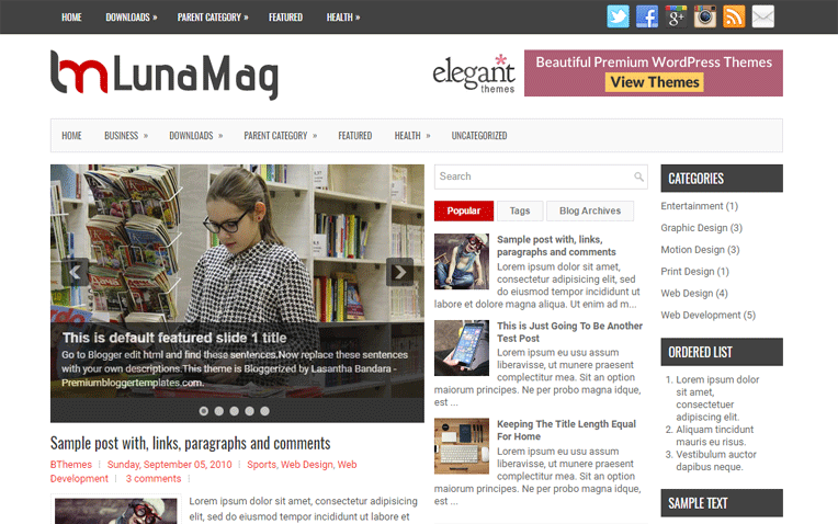 LunaMag Magazine Responsive Blogger Template