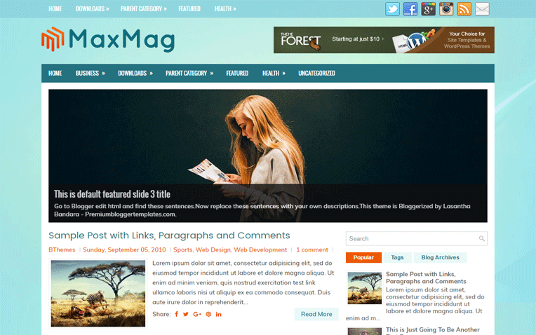 MaxMag Simple Clean Magazine Blogger Template