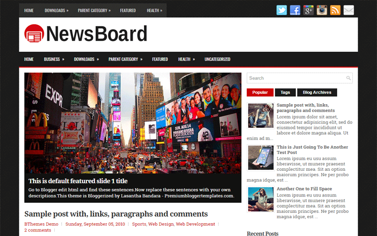 NewsBoard Magazine Simple Clean Blogger Template