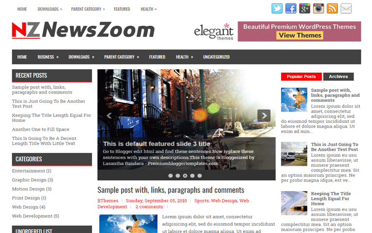 NewsZoom Professional Magazine Blogger Template