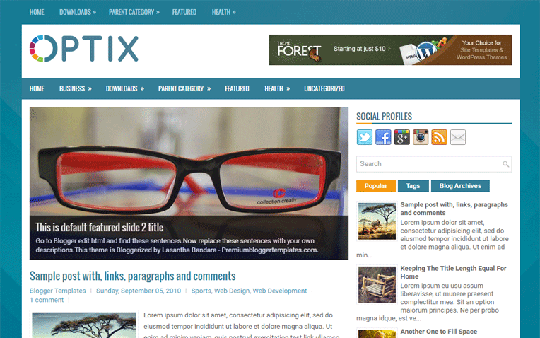 Optix Creative Clean Responsive Blogger Template