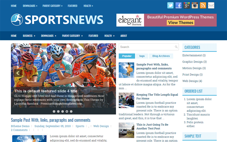SportsNews Personal Magazine Blogger Template