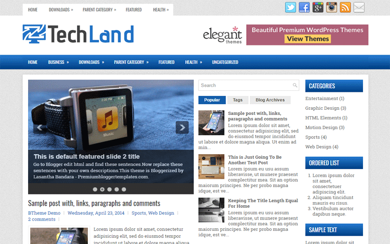 TechLand Professional Magazine Blogger Template