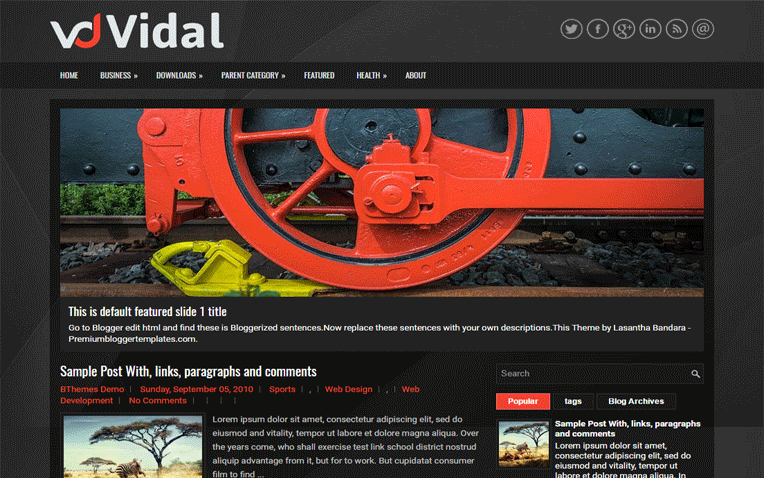 Vidal Amazing Creative Magazine Blogger Template