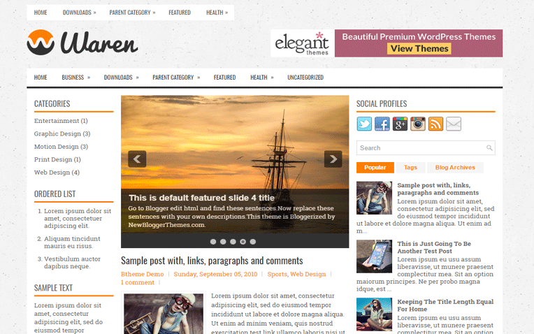 Waren Elegant Clean Responsive Blogger Template