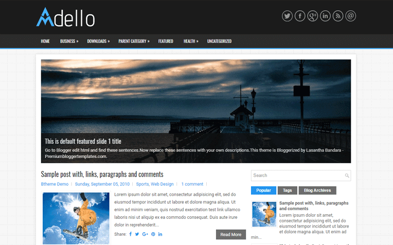 Adello Premium Magazine Clean Blogger Template