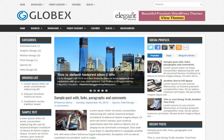 Globex Simple Clean Responsive Blogger Template