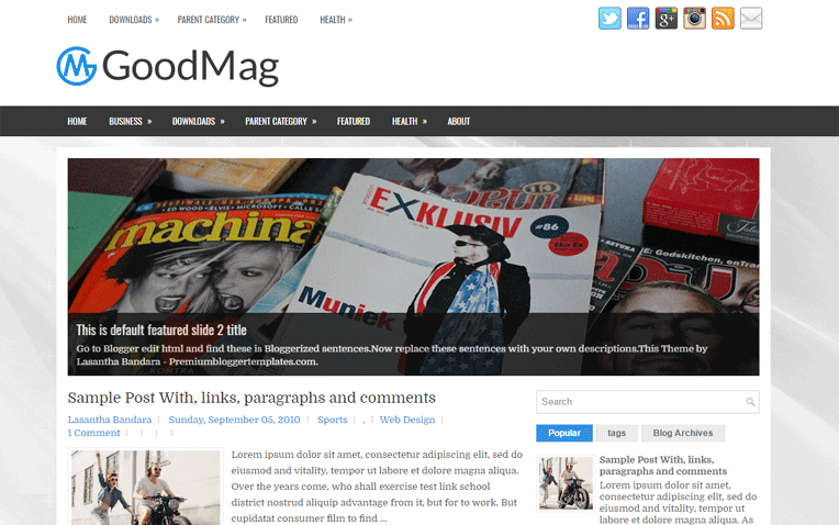 GoodMag Simple Clean Magazine Blogger Template