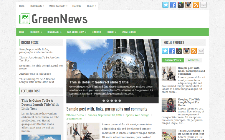 GreenNews Elegant Responsive Blogger Template
