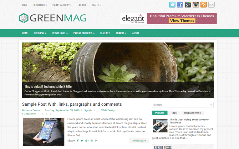 GreenMag Magazine Professional Blogger Template