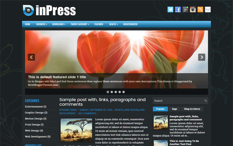 inPress Professional Responsive Blogger Template