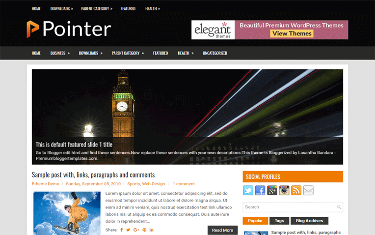 Pointer Premium Magazine Clean Blogger Template