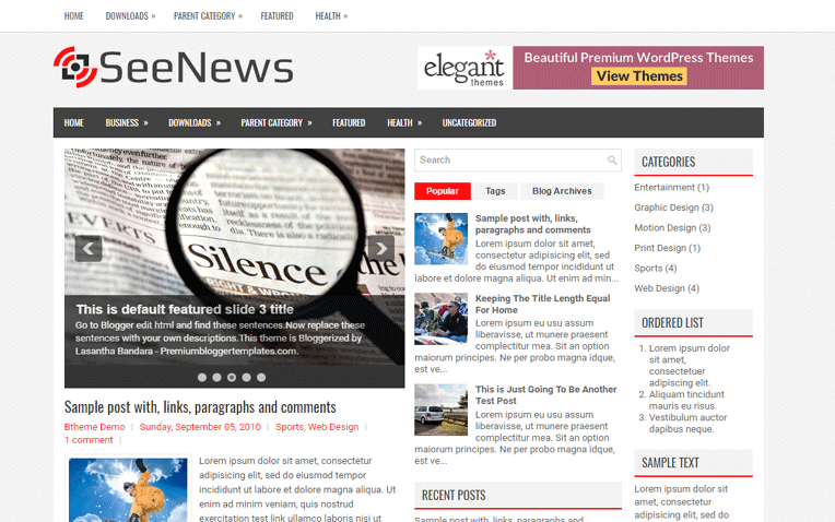 SeeNews Elegant Magazine Responsive Blogger Template