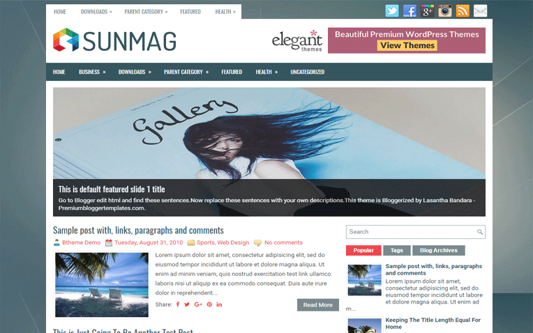 SunMag Professional Responsive Blogger Template
