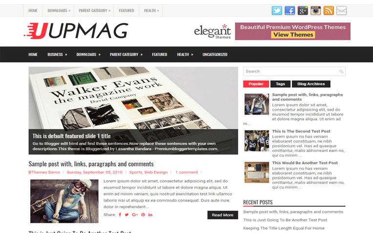 UpMag Personal Clean Responsive Blogger Template
