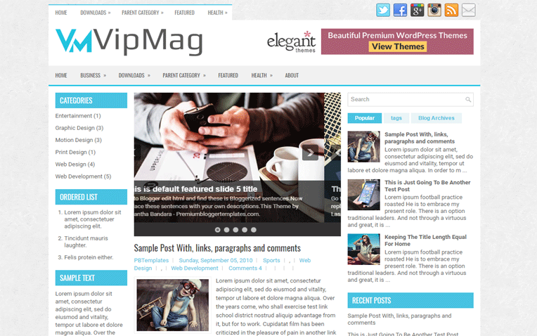 VipMag Breadcrumb Elegant Clean Blogger Template