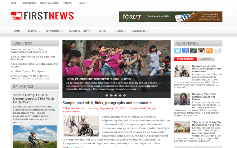 FirstNews Elegant Magazine Clean Blogger Template