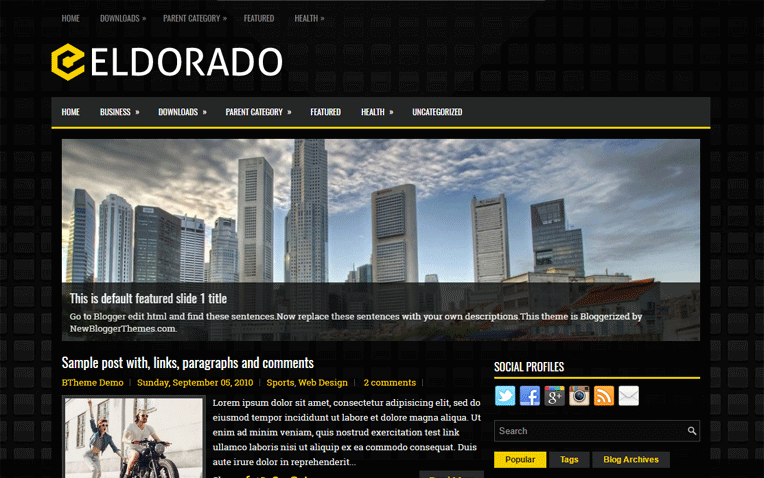 Eldorado Simple Black Responsive Blogger Template