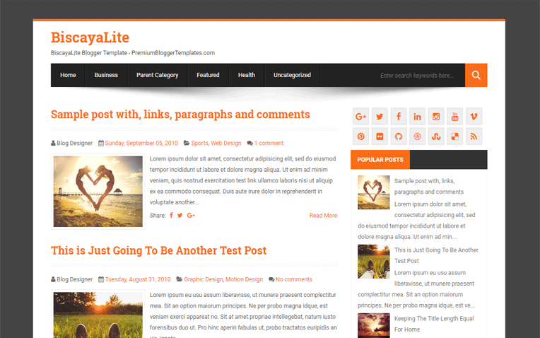 BiscayaLite Simple Clean Responsive Blogger Template