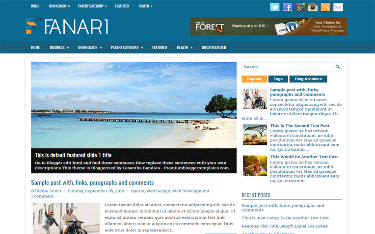 Fanari Creative Clean Magazine Blogger Template
