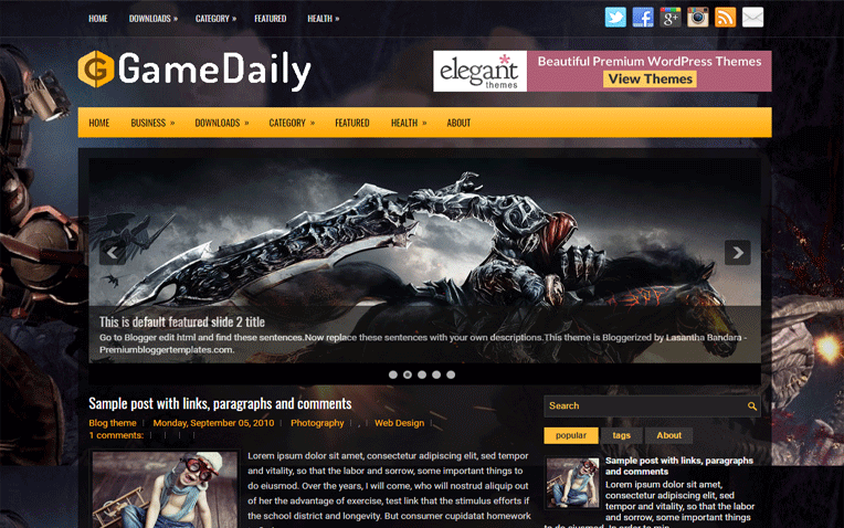 GameDaily Creative Responsive Blogger Template