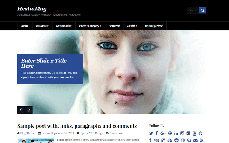 HestiaMag Minimal Clean Magazine Blogger Template