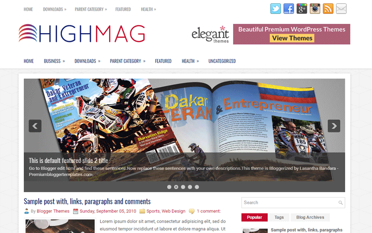HighMag Elegant Clean Responsive Blogger Template