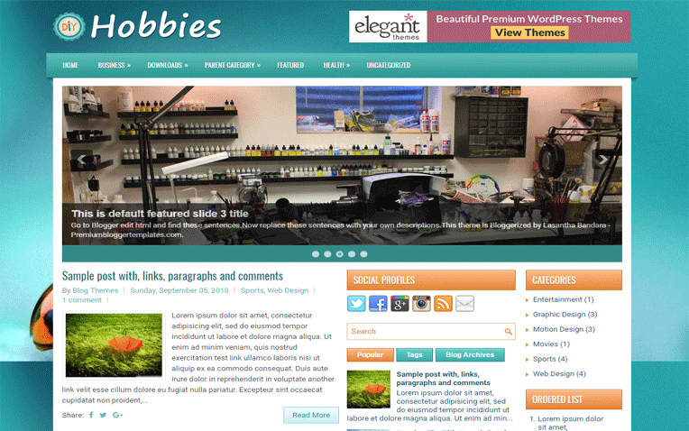 Hobbies Fixed width Responsive Blogger Template