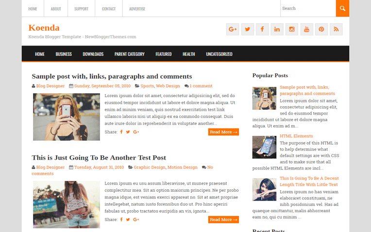 Koenda Magazine Simple Clean Blogger Template