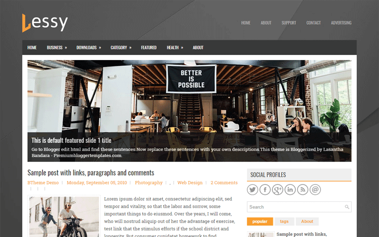 Lessy Mobile Friendly Responsive Blogger Template