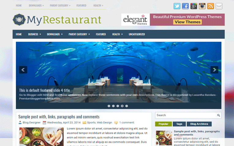 MyRestaurant Food Responsive Blogger Template