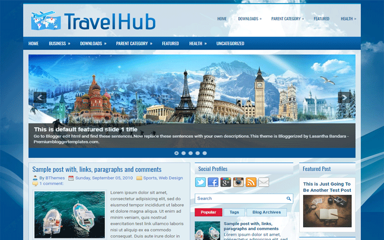 TravelHub Mobile Friendly Clean Blogger Template