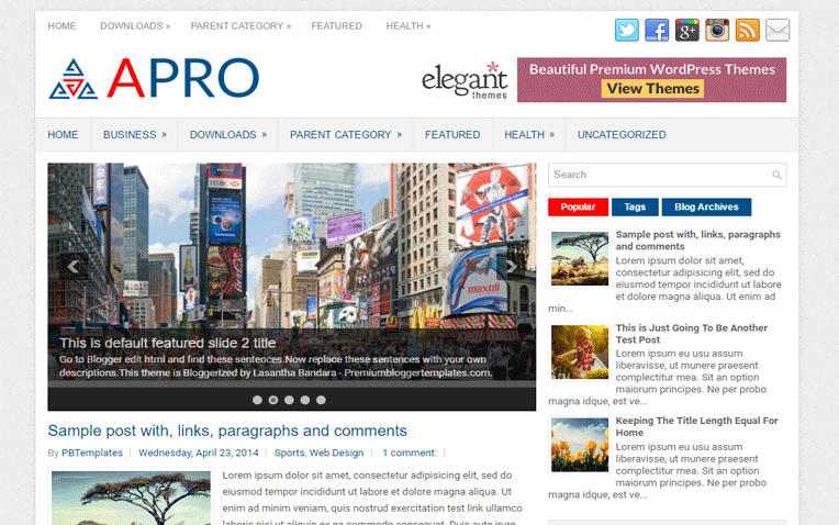 Apro Elegant Clean Responsive Blogger Template