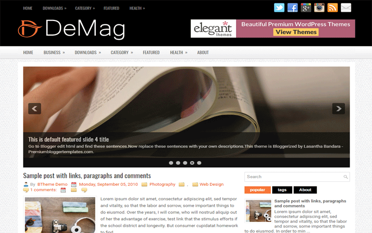 DeMag Magazine Clean Responsive Blogger Template